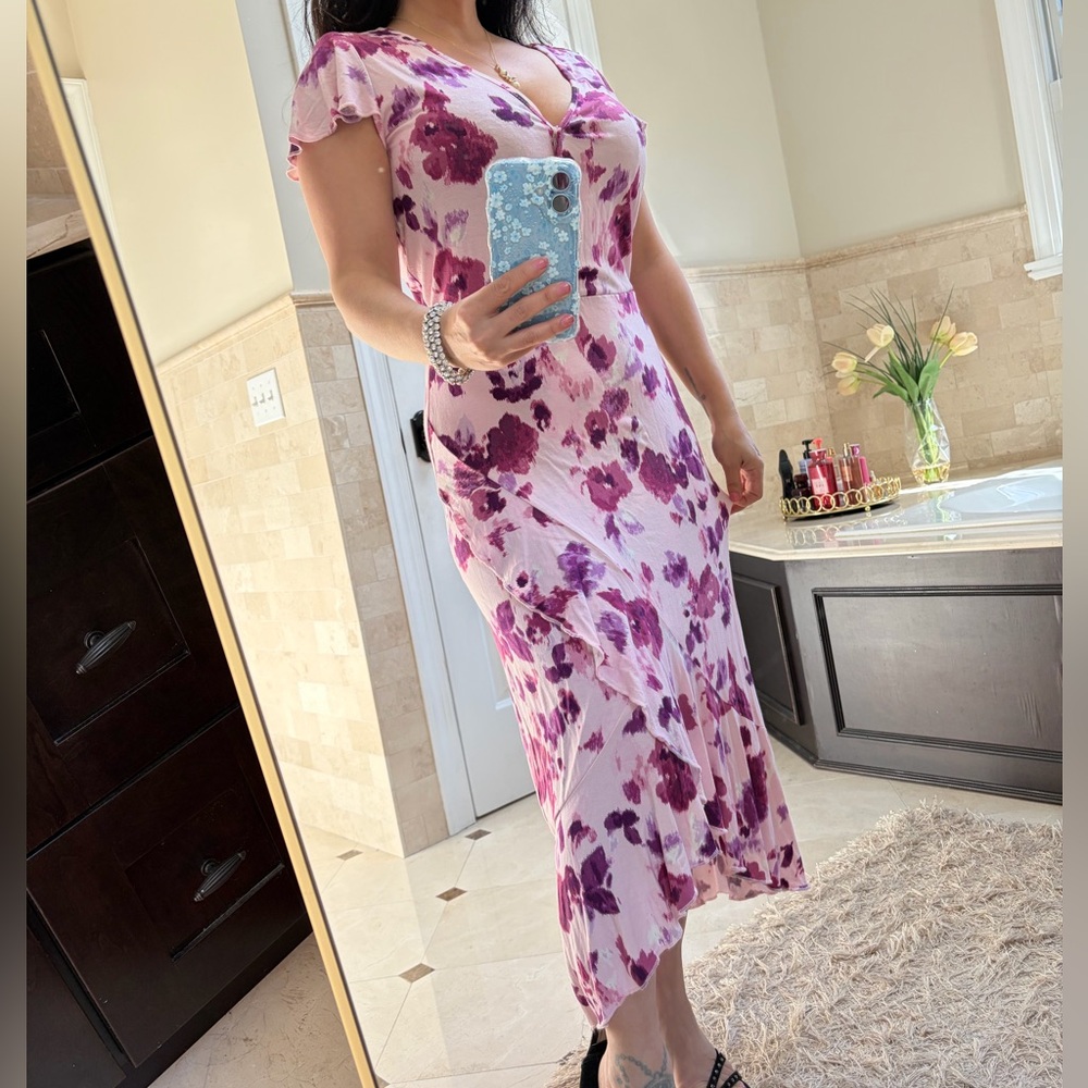 Juicy Couture Pink and Purple Floral High-Low Dress